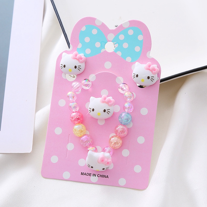 Bộ 4 Khuyên Tai / Vòng Tay / Nhẫn / Vòng Tay Hình Công Chúa Elsa / Nàng Tiên Cá Hoạt Hình Cho Bé