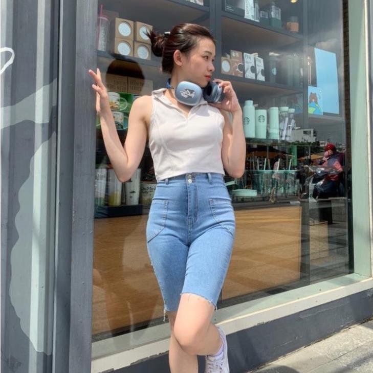 Quần Nữ Jean Ngố Bò Lửng Cạp Cao Co Giãn, Form Ôm Eo Siêu Xinh Siêu Hottrend (hình thật shop chụp) ! "