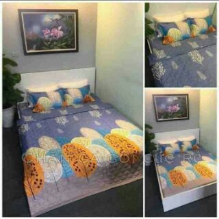 Bộ chăn ga gối poly trần bông phủ 3 vế