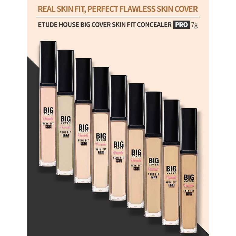 Kem che khuyết điểm chuyên nghiệp nhiều tông màu ETUDE Big Cover Skin Fit Concealer PRO 7g chất lượng cao