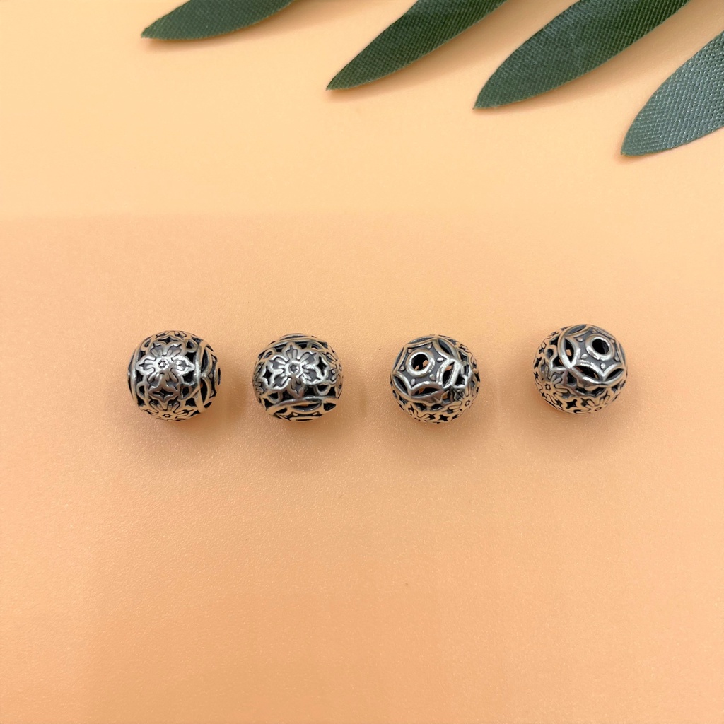 Charm bi bạc thái hoa văn mẫu mới nhất 10mm - Charm Bạc 925 - Mã CA103