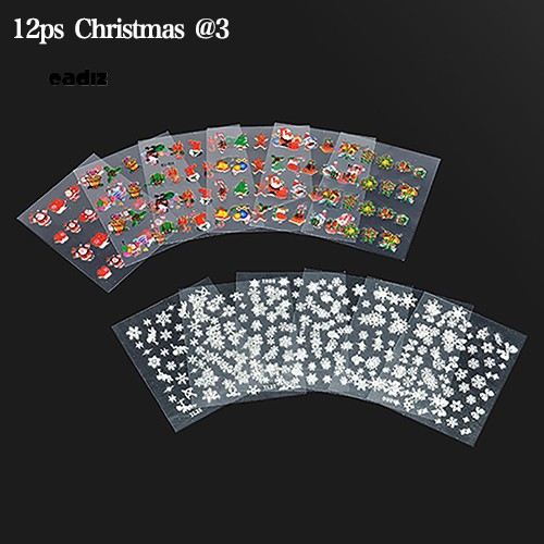 [Hàng mới về] Bộ 12 cái nhãn dán trang trí móng tay nghệ thuật kiểu cách 3D