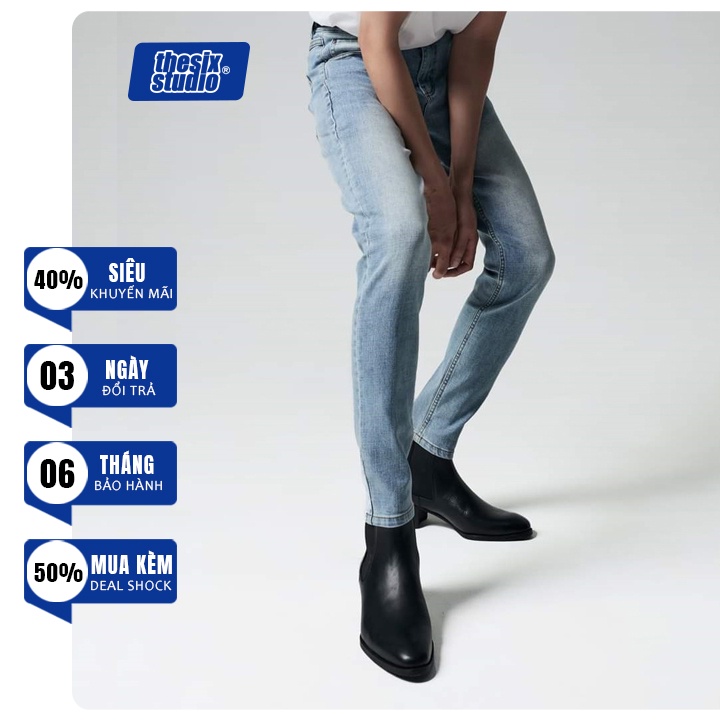 Quần jean nam Slim-fit màu xanh nhạt Quần jean xanh nam trơn Thesix Studio