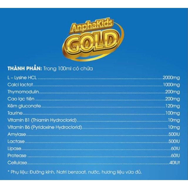 ANPHAKIDS GOLD – Giúp bé ăn ngon, ngủ ngon, tăng cường sức đề kháng (30 ống)