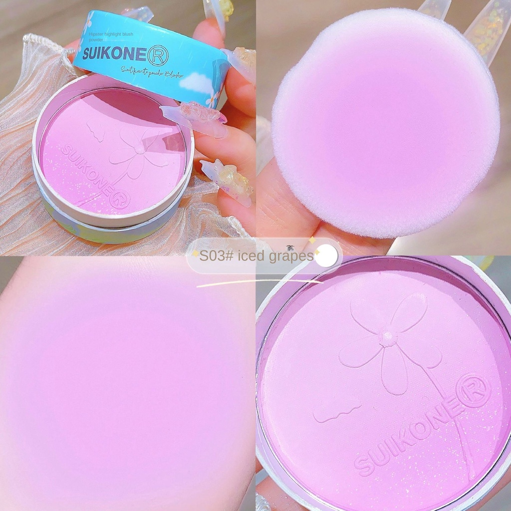 Bảng Phấn Má Hồng SUIKONE Hai Màu Trang Điểm Bắt Sáng