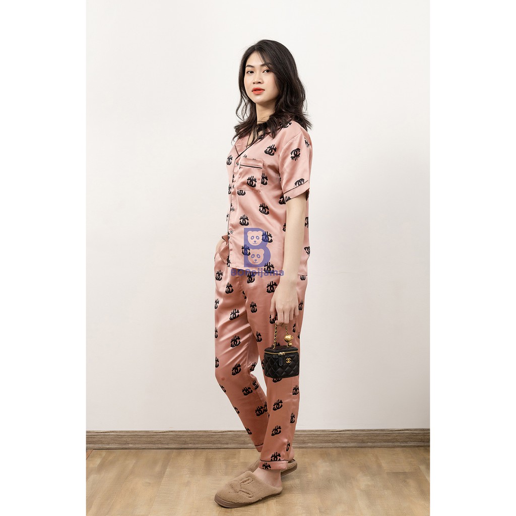 Bộ đồ ngủ nữ pizama tay áo cộc quần dài vải lụa chất mát, thoải mái- HATIBO 07 | BigBuy360 - bigbuy360.vn