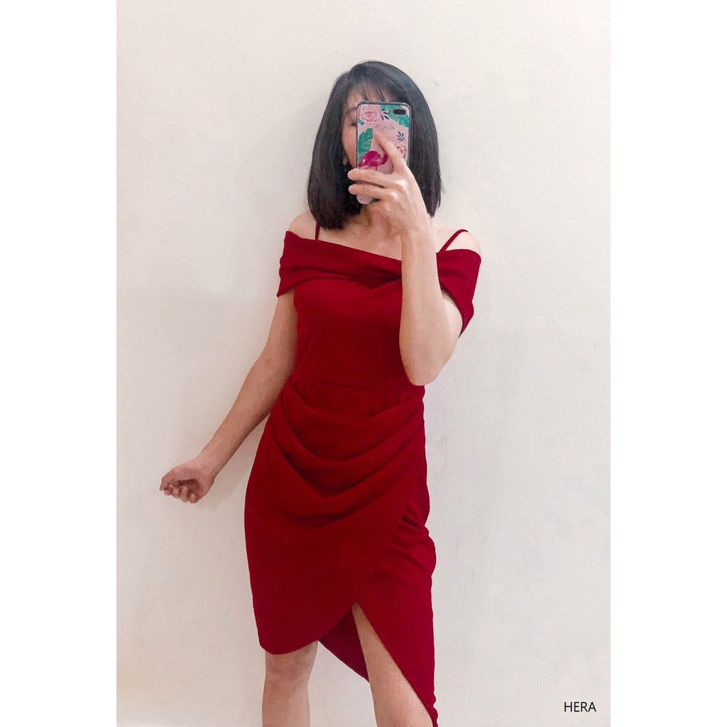 [SALE LỖ] Đầm dự tiệc Hera dress - Đầm body vạt xéo nhún bèo hàng thiết kế 👗 *