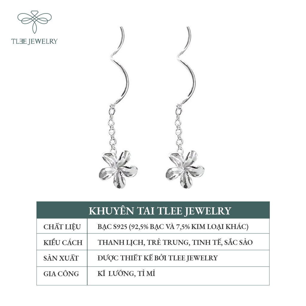 Khuyên tai bạc TLEE Hoa sứ dáng tua dài nữ tính NCJ B0174