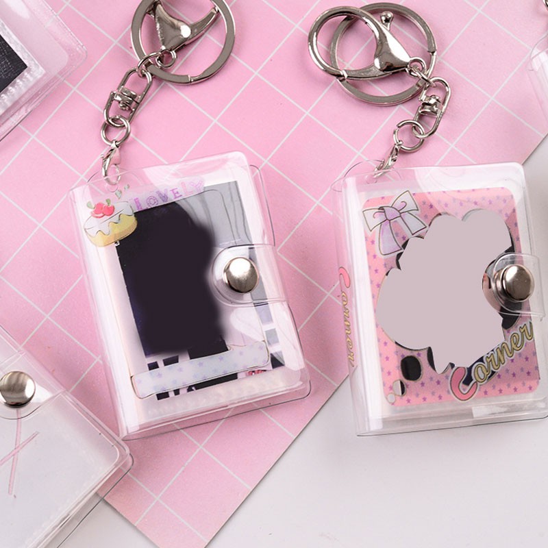Album đựng ảnh mini bìa trong suốt kích thước 2 inch kèm móc khóa dễ thương