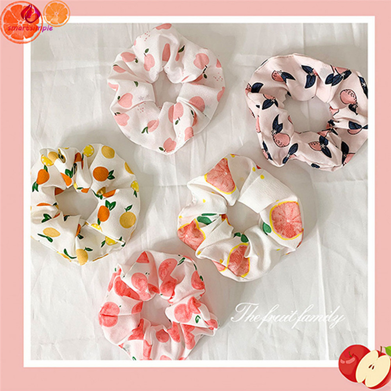 Dây Buộc Tóc Vải Nhún Độ Co Giãn Cao Họa Tiết Trái Cây Màu Sắc Dễ Thương
