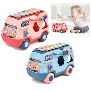 Xe bus thả hình khối kết hợp đàn xylophone – phát nhạc cho bé
