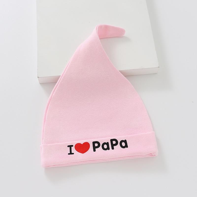 Mũ Sơ Sinh Cotton Mềm In Chữ I Love Mama Papa