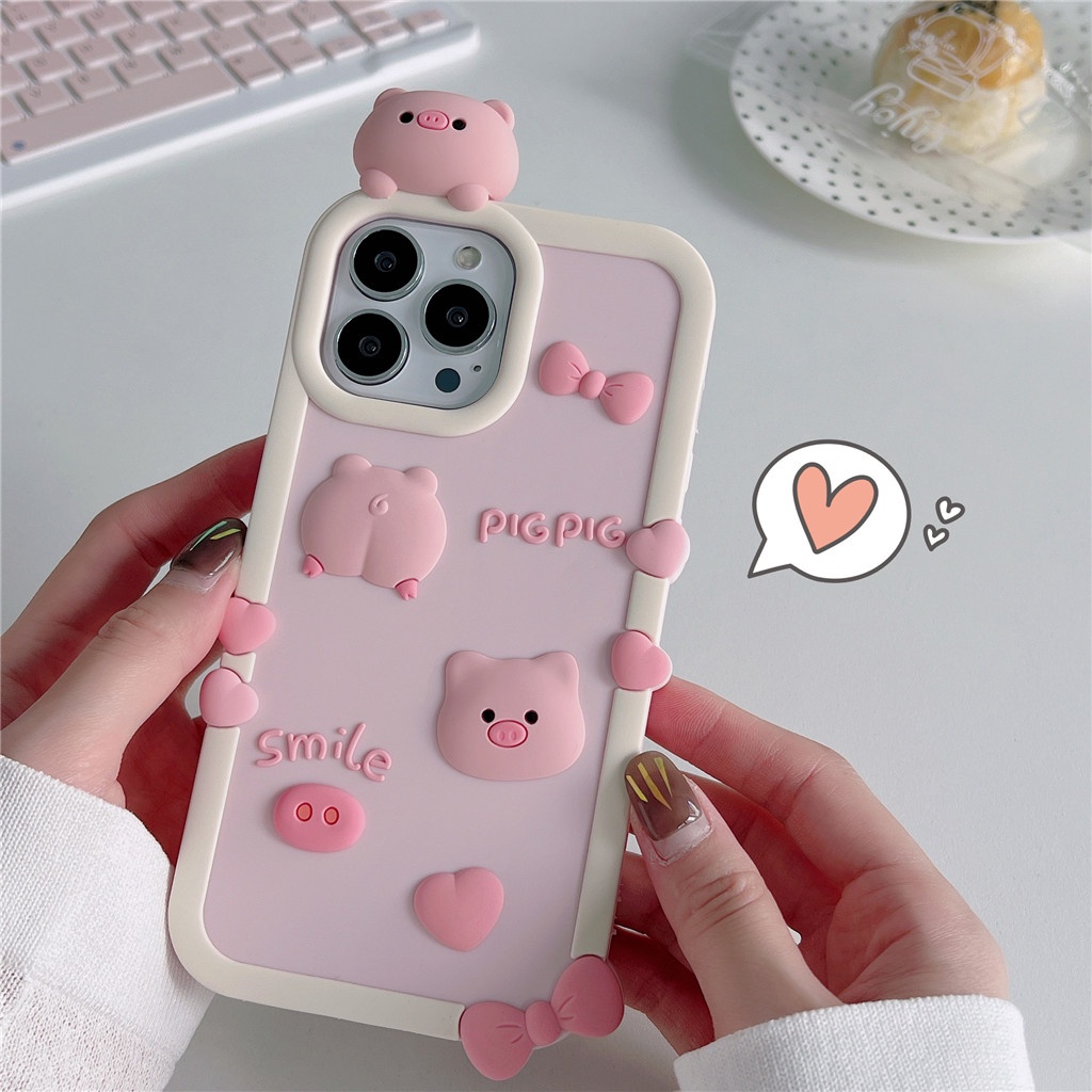 Iphone Ốp Điện Thoại Silicon Dẻo In Hình Chú Heo Đáng Yêu Cho Iphone15 pro max 14 pro max 13 pro max 12 pro max