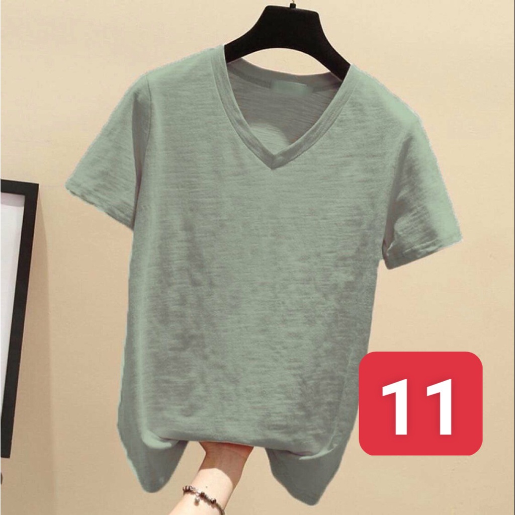 Áo thun xược cotton nữ cổ tim tay ngắn,thun giấy cổ tim nữ cổ V nữ NEON , phong cách Basic Hàn Quốc | BigBuy360 - bigbuy360.vn