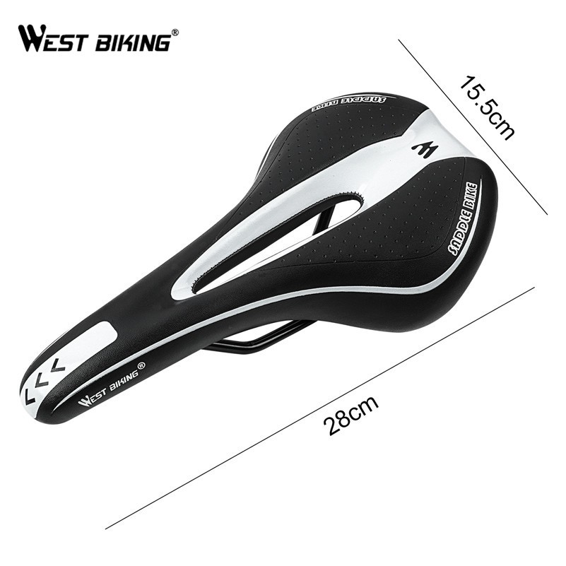 Yên xe đạp leo núi WEST BIKING chất liệu da và silicon chống trượt ngồi thoải mái
