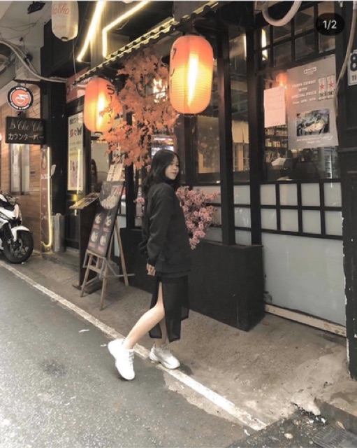 Chân váy đen midi xẻ tè from dài Chiffon Skirt thiết kế độc lạ from chuẩn dễ mix dễ phối đồ | BigBuy360 - bigbuy360.vn