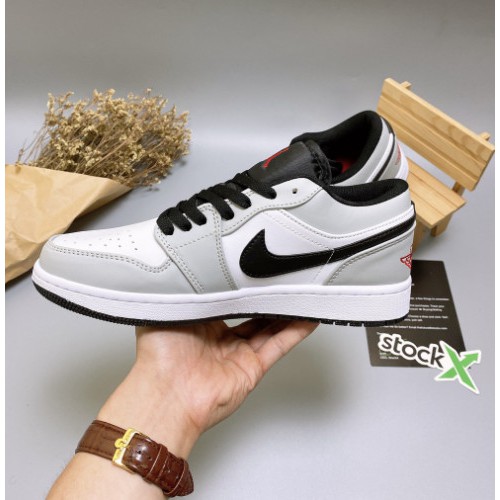 Giày Thể Thao Nam Nữ Jordan JD1  Xám Cổ Thấp Gót Thêu Chỉ Đỏ  Full Box | BigBuy360 - bigbuy360.vn