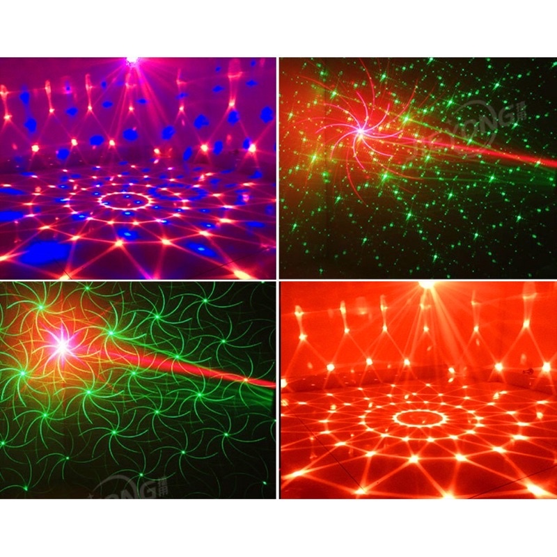 Đèn laser ánh sáng laze cảm biến âm thanh - Kết hợp Đèn LED xoay 7 màu dùng trang trí vũ trường, phòng karaoke
