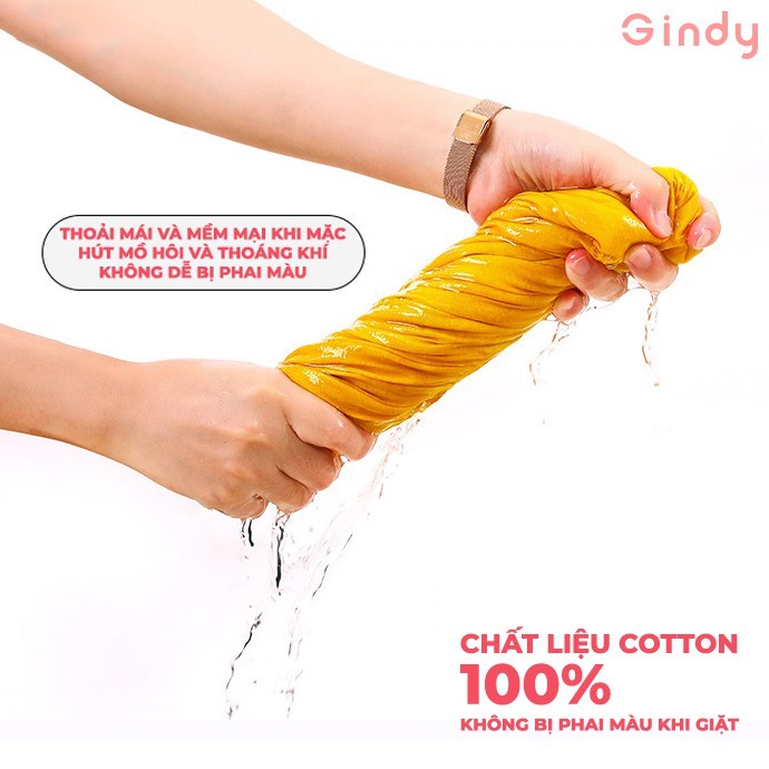 Áo thun nữ form rộng tay lỡ GINDY cổ tròn dáng basic unisex vải cotton co giãn, thoáng mát A6142