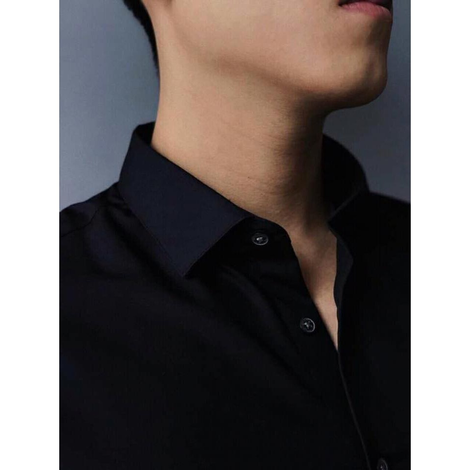 Áo sơ mi lụa đen lịch lãm | BigBuy360 - bigbuy360.vn