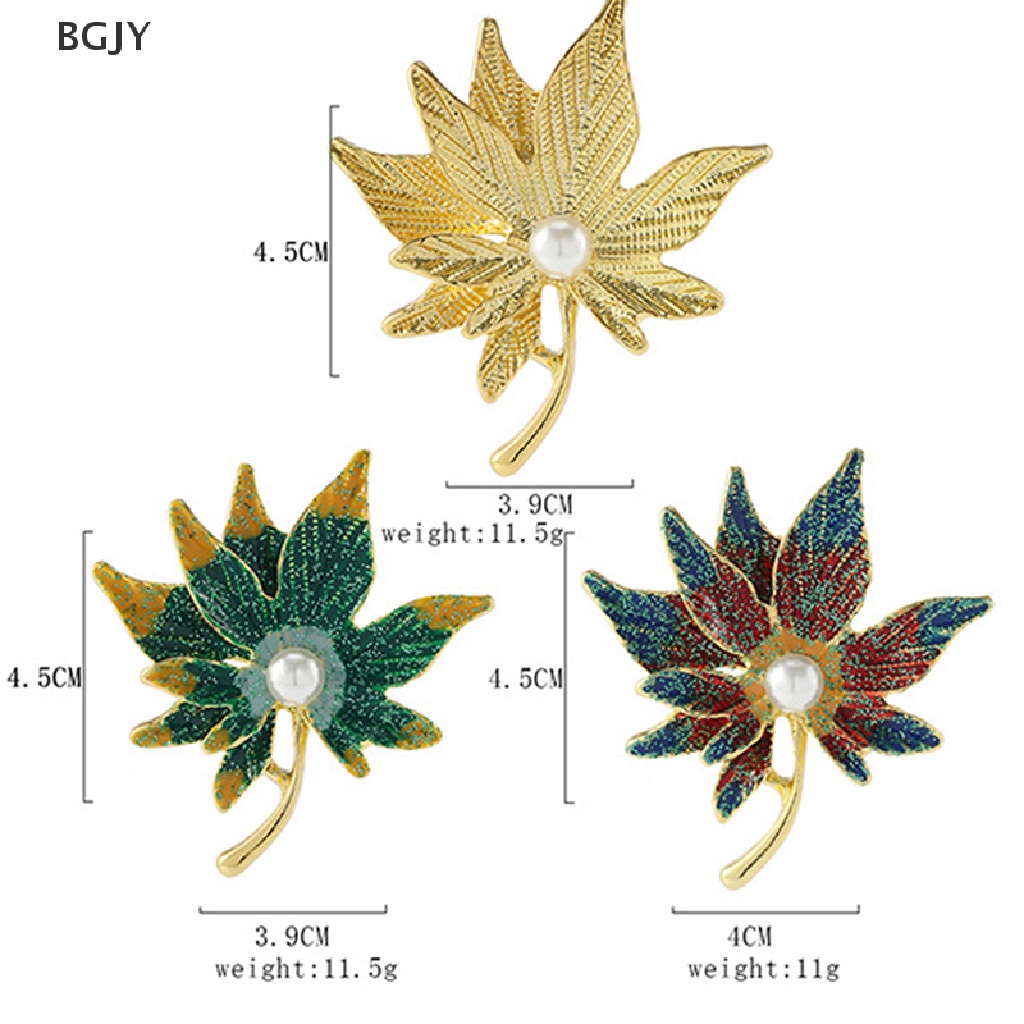 Ghim Cài Áo Hình Lá Phong Đính Ngọc Trai Nhân Tạo Nhiều Màu Thời Trang Mới