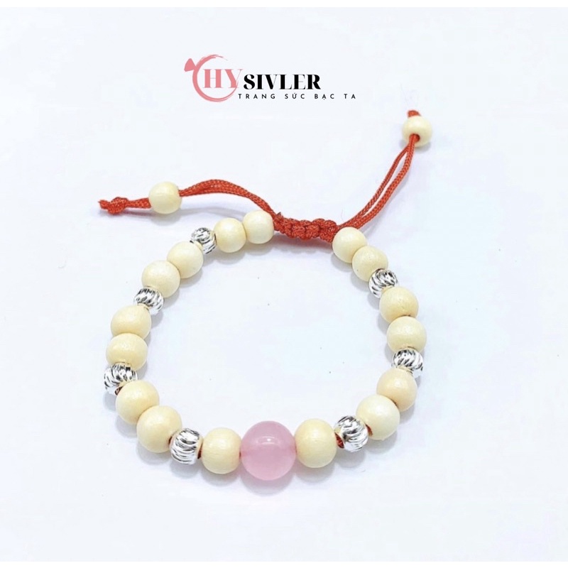 Lắc tay dâu tằm mix đá phong thuỷ nhiều màu bé trai bé gái và bi bạc ta cho bé yêu
