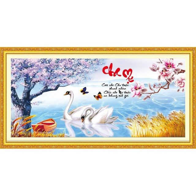 Tranh đính đá ABC cha mẹ. Kích Thước: 90cm x 45cm