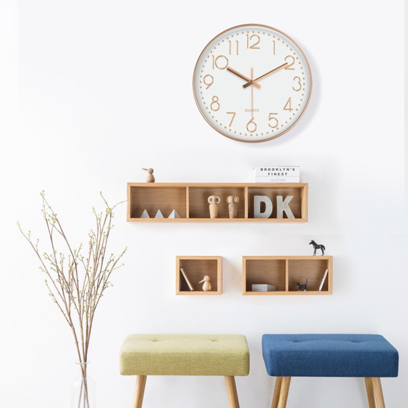Đồng hồ treo tường kim trôi mạ vàng QUARTZ  ,decor, quà tặng thương hiệu