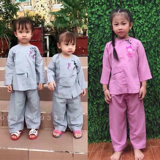 Đồ Lam Đi Chùa # Vạt Hò In Hoa # Quần Áo Bé # Đồ Bộ Bé