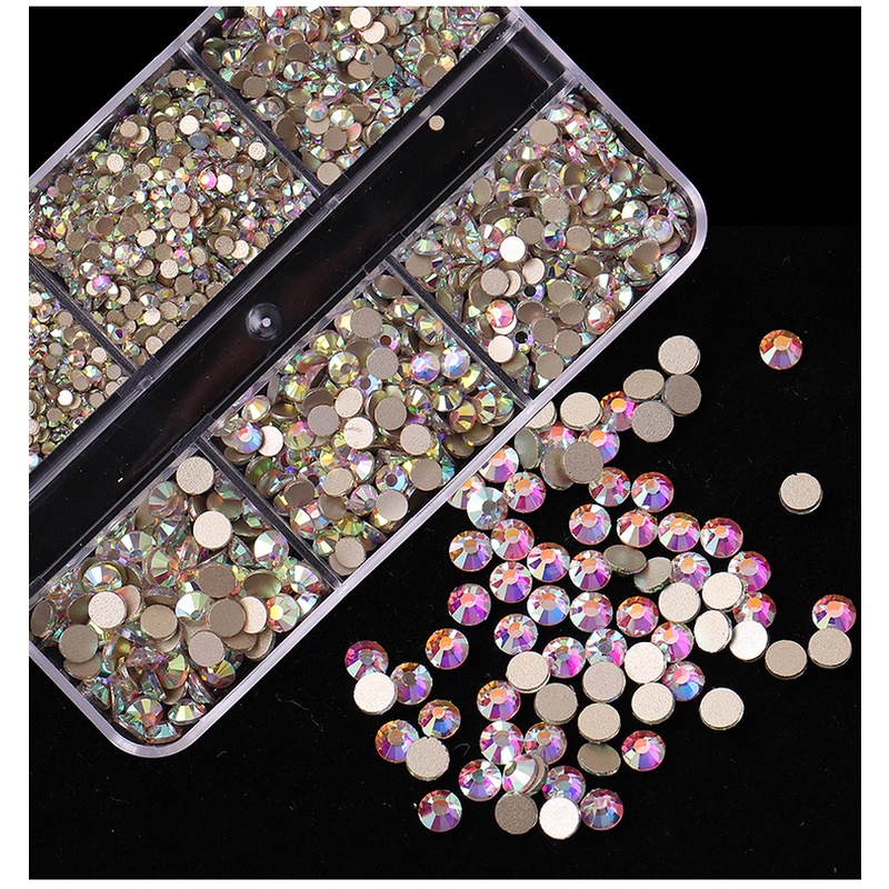 [Hàng mới về] Hộp 6 ngăn đá giả pha lê AB đính móng nghệ thuật trang trí thủ công nhiều kiểu tùy chọn