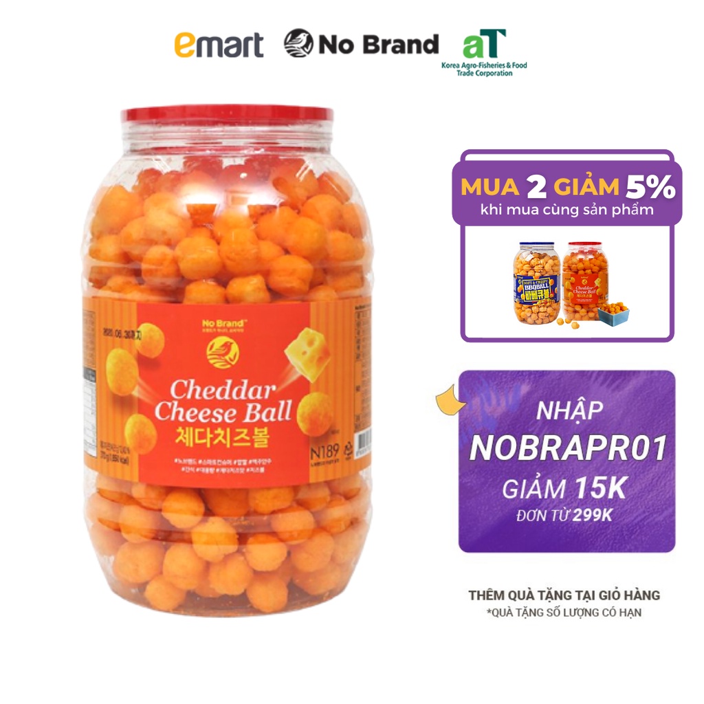 Snack Phô Mai Viên Size Jumbo Cheddar Cheese Ball No Brand 370g - Emart VN