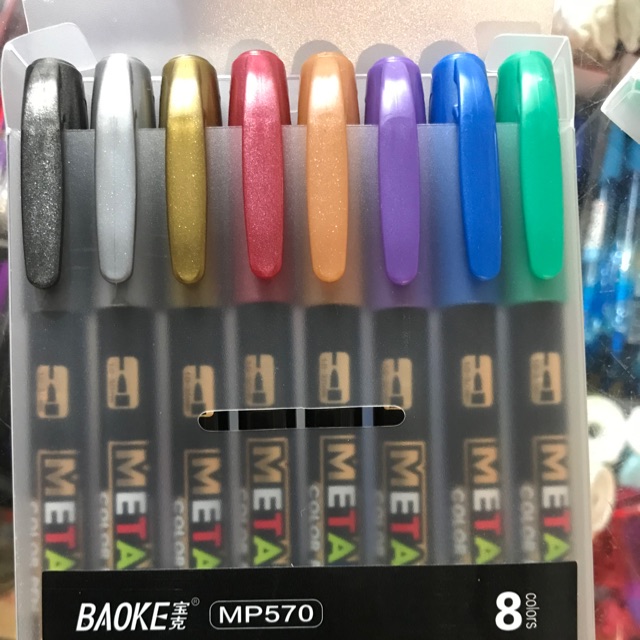 Bút dạ nhũ kim tuyến BaoKe Metallic bộ 8 màu