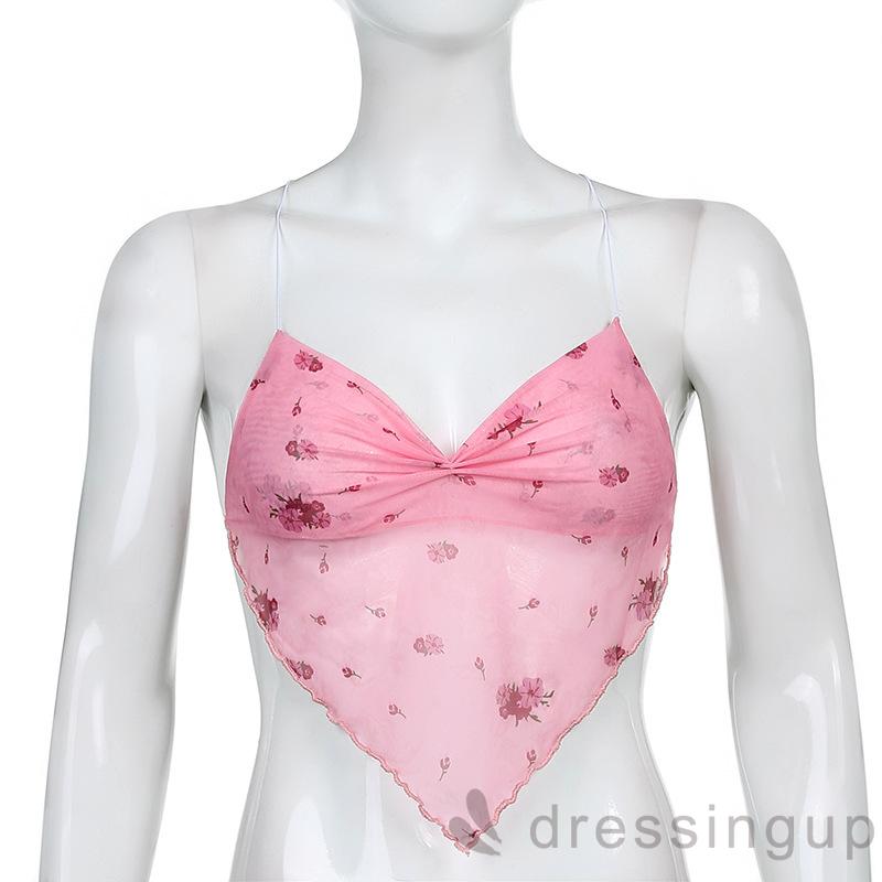 Áo Lửng Hai Dây In Họa Tiết Hoa Quyến Rũ Cho Nữ