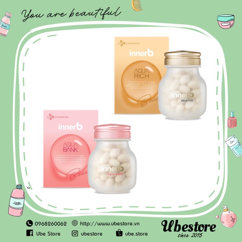 VIÊN UỐNG CẤP NƯỚC ĐẸP DA INNERB AQUA BANK/ AQUA RICH