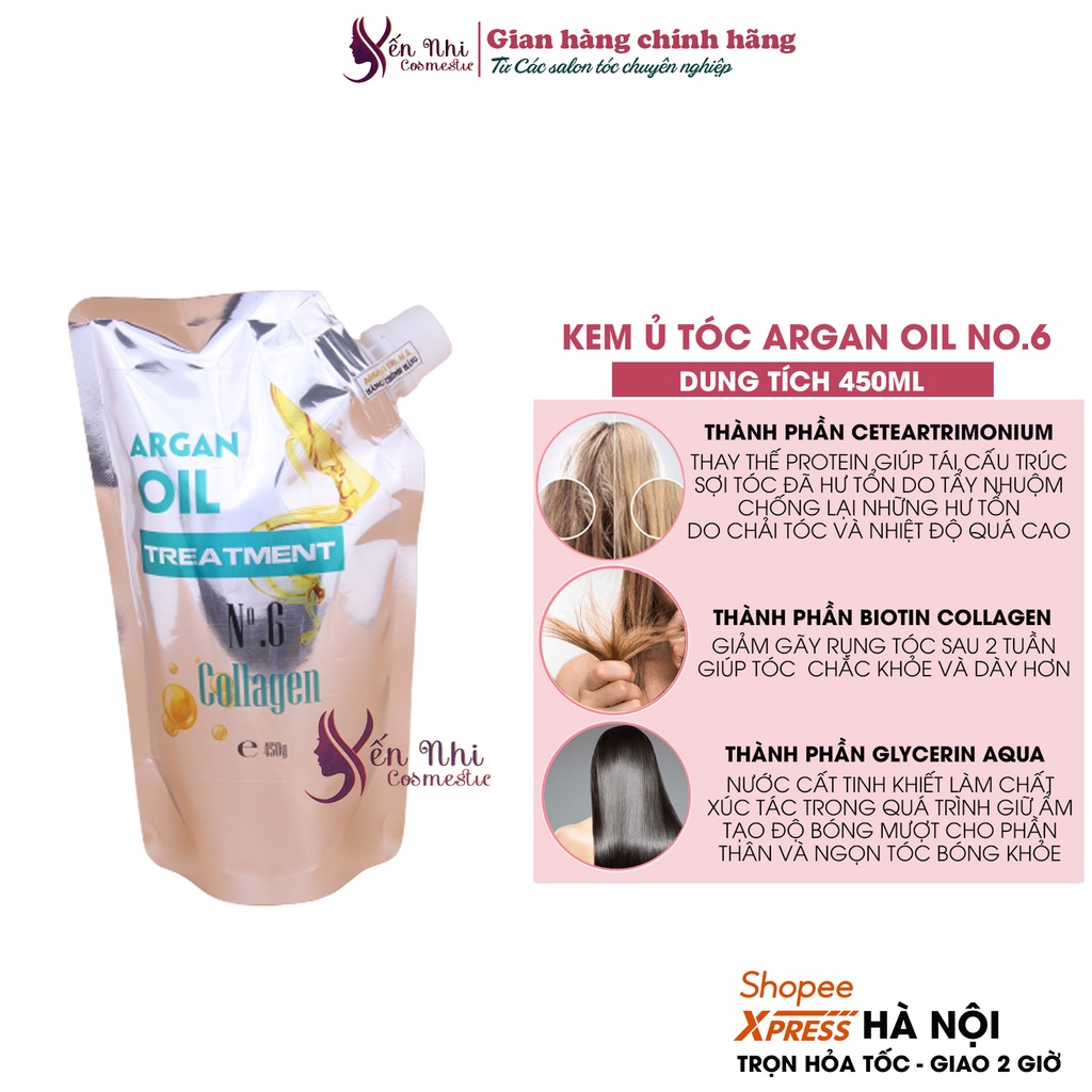 Kem ủ tóc collagen No.6 argan oil ủ tóc collagen phục hồi hư tổn no6 hấp tóc siêu mượt 450ml,mỹ phẩm tóc yến nhi DT03