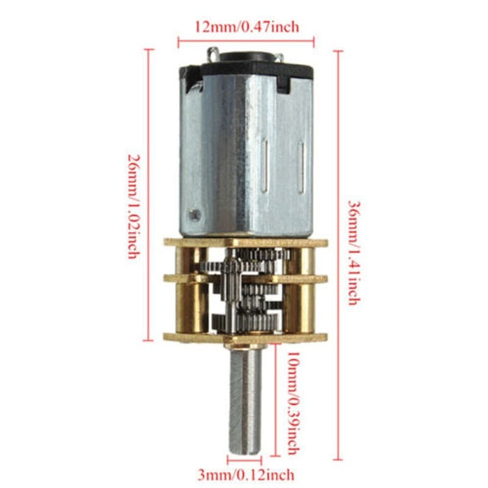 Động Cơ Bánh Răng Mini Dc12V 200rpm Ga12-N20 Cho Robotic.