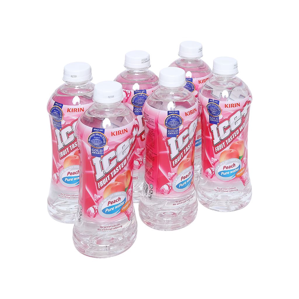 Lốc 6 chai nước trái cây Ice+ vị đào 490ml