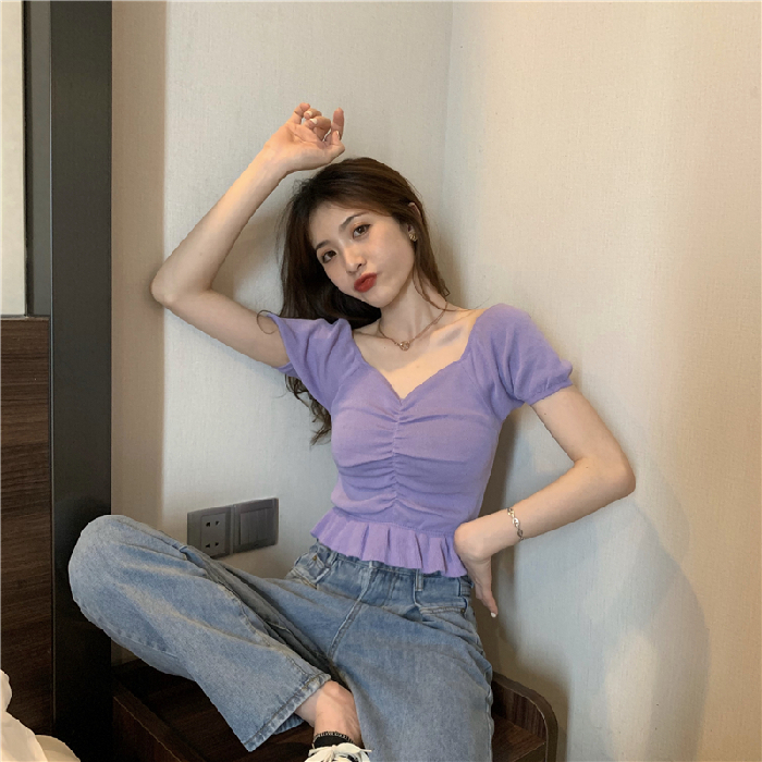 Áo Croptop Ngắn Tay Gợi Cảm Cho Nữ Kiểu Hàn Quốc 2021 | BigBuy360 - bigbuy360.vn