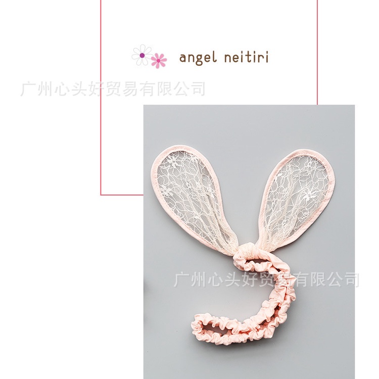 Băng đô tubarn ren tai thỏ 2 màu cho bé gái đáng yêu