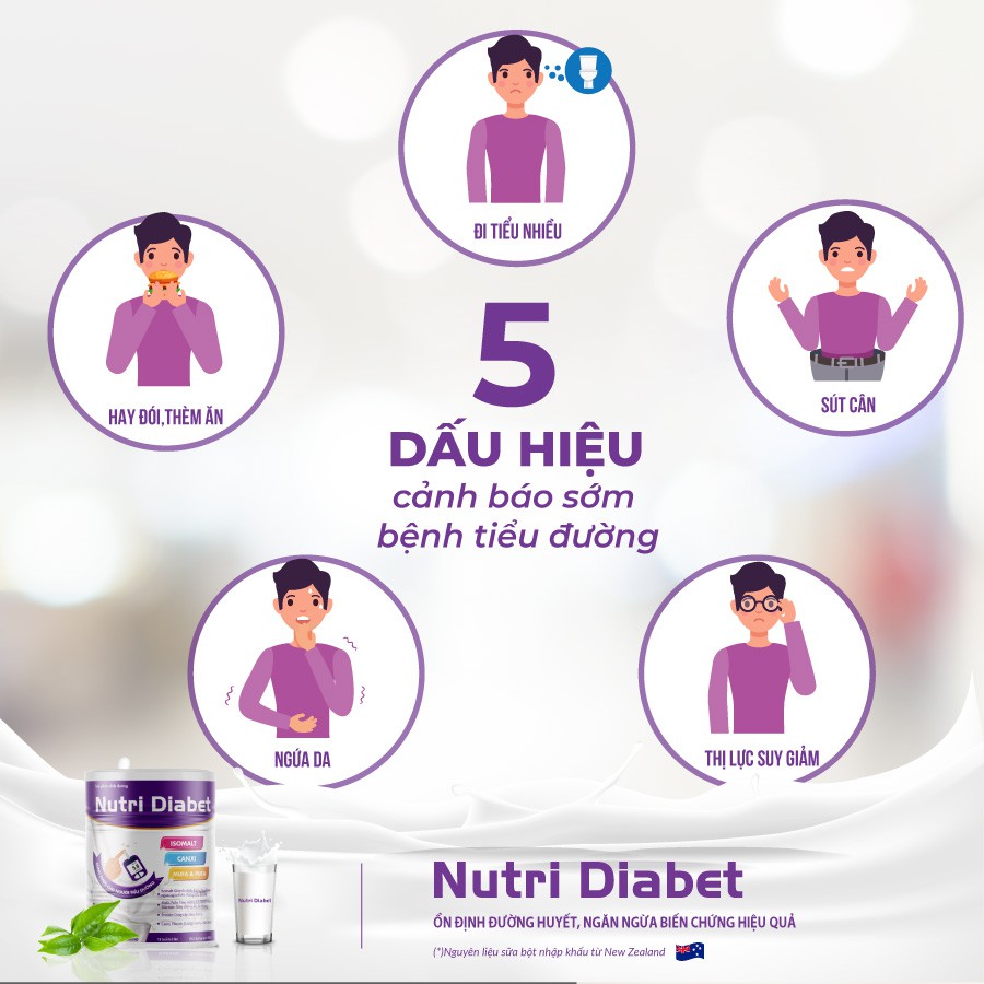 Sữa bột cho người bị tiểu đường Nutri Diabet kiểm soát đường huyết, cung cấp dinh dưỡng, tăng cường sức đề kháng