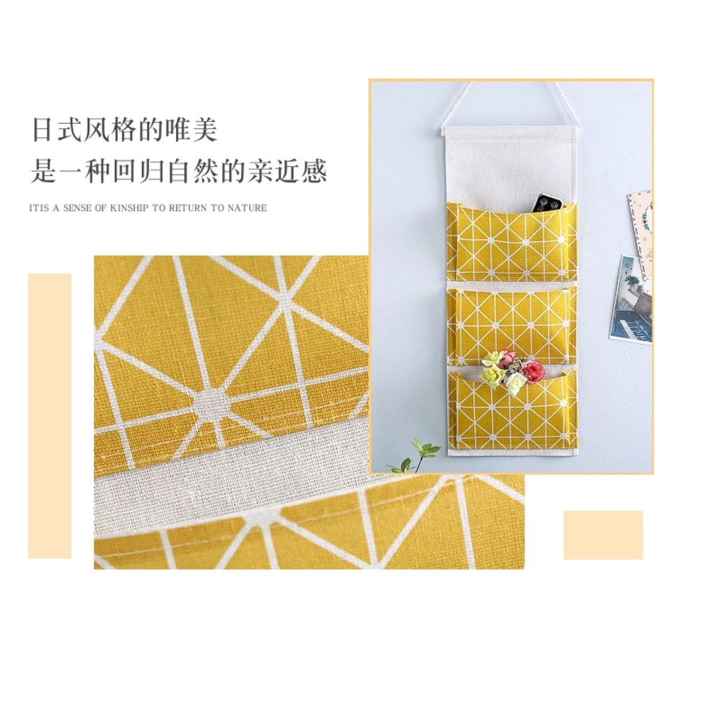 Túi Vải Treo Tường 3 Ngăn Đựng Đồ Tiện Lợi