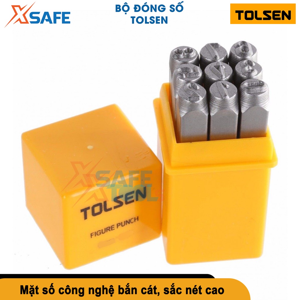 Bộ đóng số khung số máy Tolsen 3-6mm 9 chữ số, thép carbon không gỉ, độ sắc nét cao [CHÍNH HÃNG][XSAFE]
