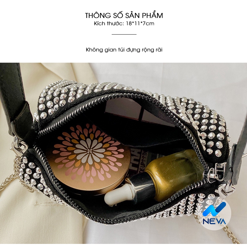 (NEW) Túi xách tay đính đá lấp lánh đựng vừa điện thoại hottrend NEVA905 | BigBuy360 - bigbuy360.vn
