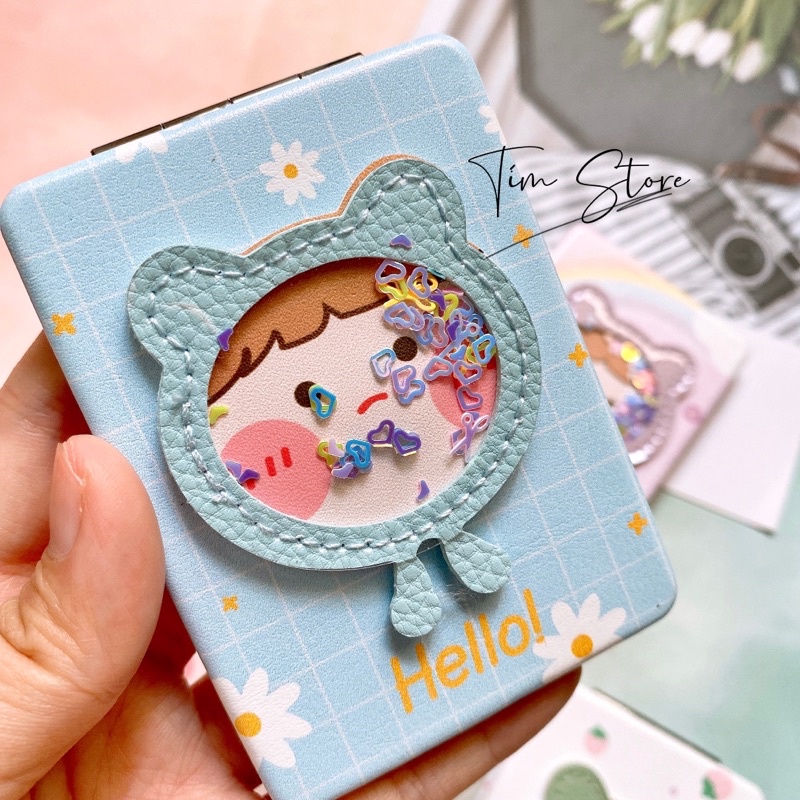 Gương trang điểm 2 mặt TÍM STORE nhỏ xinh tiện lợi dễ thươ