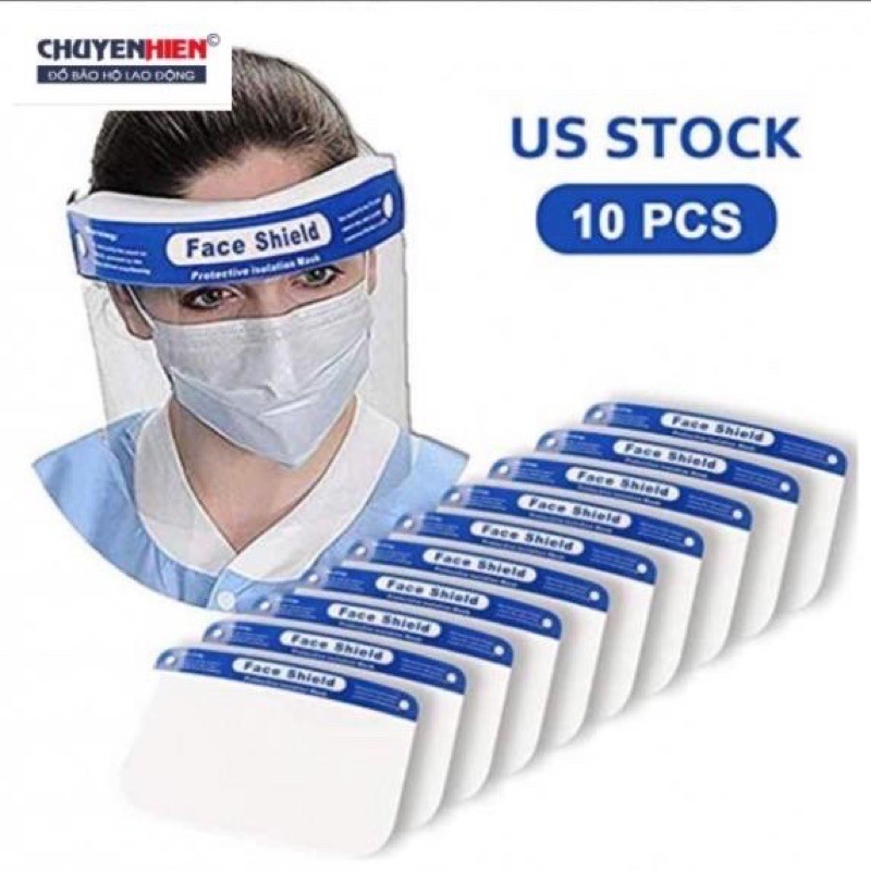 TẤM CHẮN GIỌT BẮN FACE SHIELD MÃ 03 VIỀN XANH - KÍNH BẢO HỘ CHẮN GIỌT BẮN MÃ 03