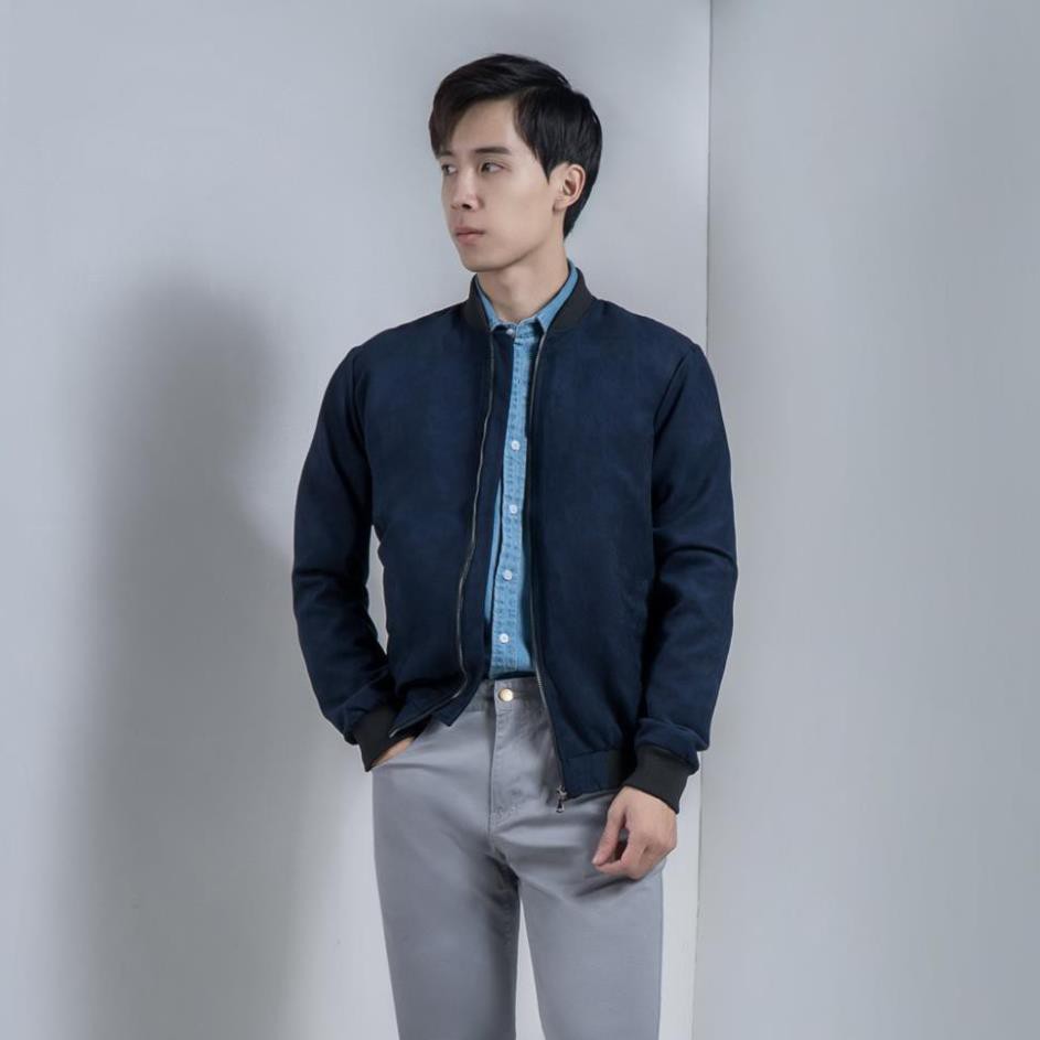 Áo khoác bomber nam da lộn basic CEFFYLO giữ ấm cực tốt