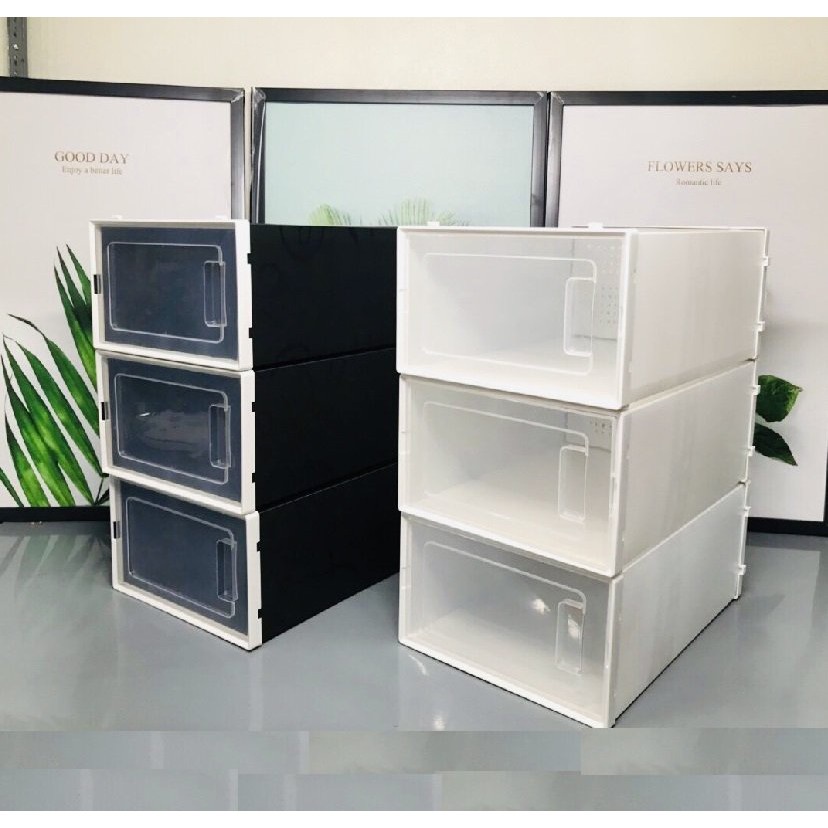 Combo 10 Hộp Đựng Giày Lắp Ghép, Tủ Sắp Xếp Giày Thông Minh Mẫu Mới Chịu Lực 6kg Tặng kèm hút ẩm