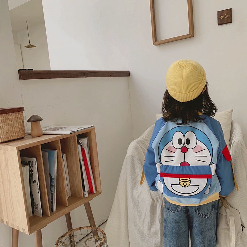 Áo Khoác Có Mũ Vải Cotton Dày In Hoạt Hình Doraemon Thời Trang 2022 Cho Bé