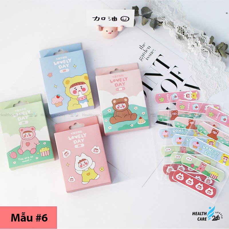 Băng keo cá nhân urgo hình họa tiết cute, 1 hộp 20 miếng ơ gâu dán vết thương không thấm nước Healthcare24h E001