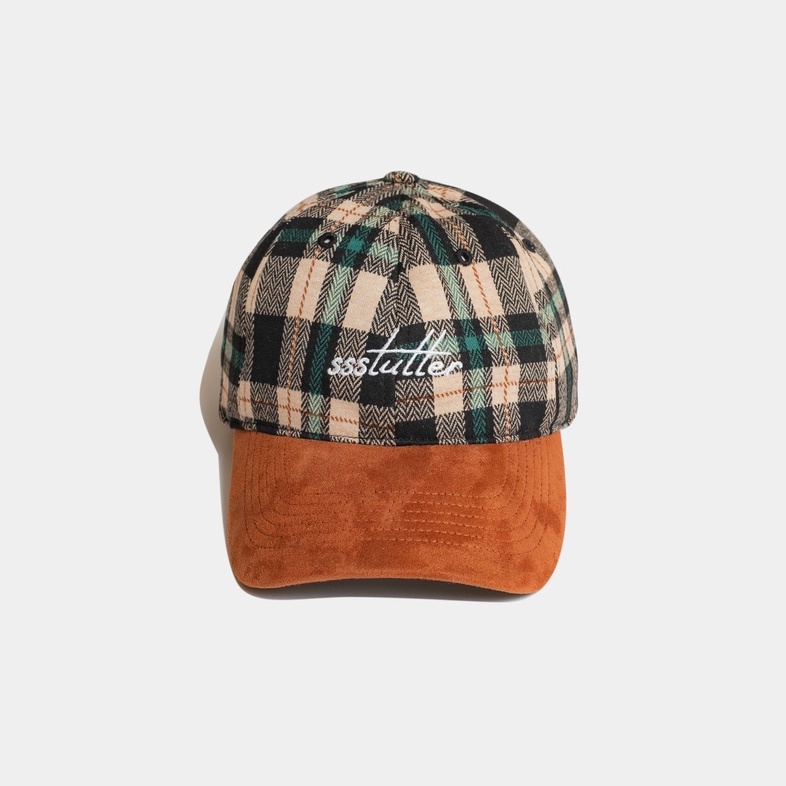 Mũ lưỡi trai Nam form mềm SSStutter vải caro cổ điển chữ thêu SSSTUTTER LUXURIOUS HAT